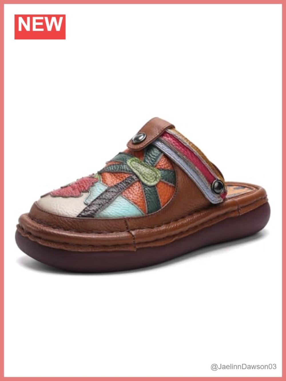Women's Leather Slip On Mule Flats Anti-Slip Comfort Casual Loafers